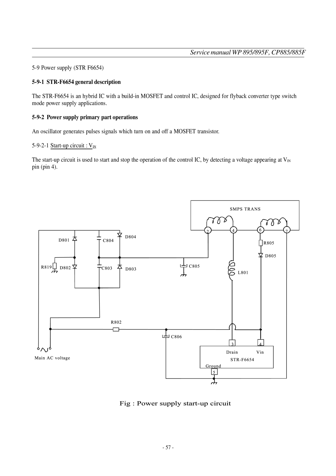 Daewoo WP-895F, CP-885F service manual STR-F6654 general description, Power supply primary part operations 