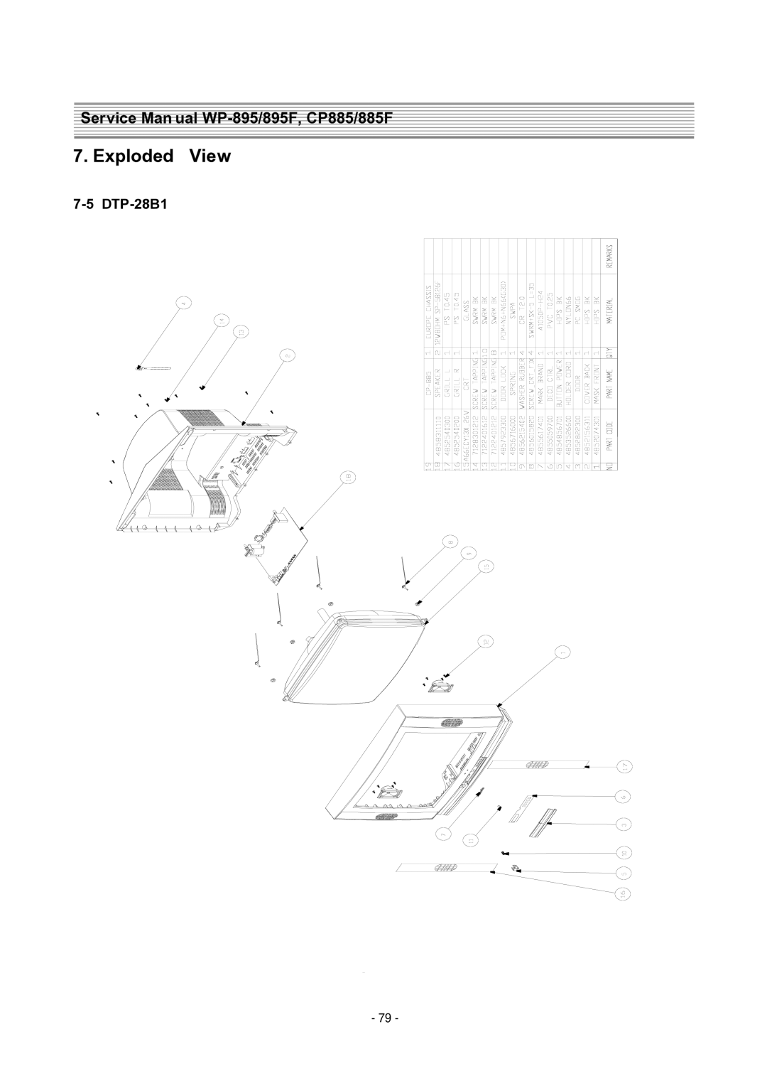 Daewoo WP-895F, CP-885F service manual Service Man ual WP-895/895F, CP885/885F 