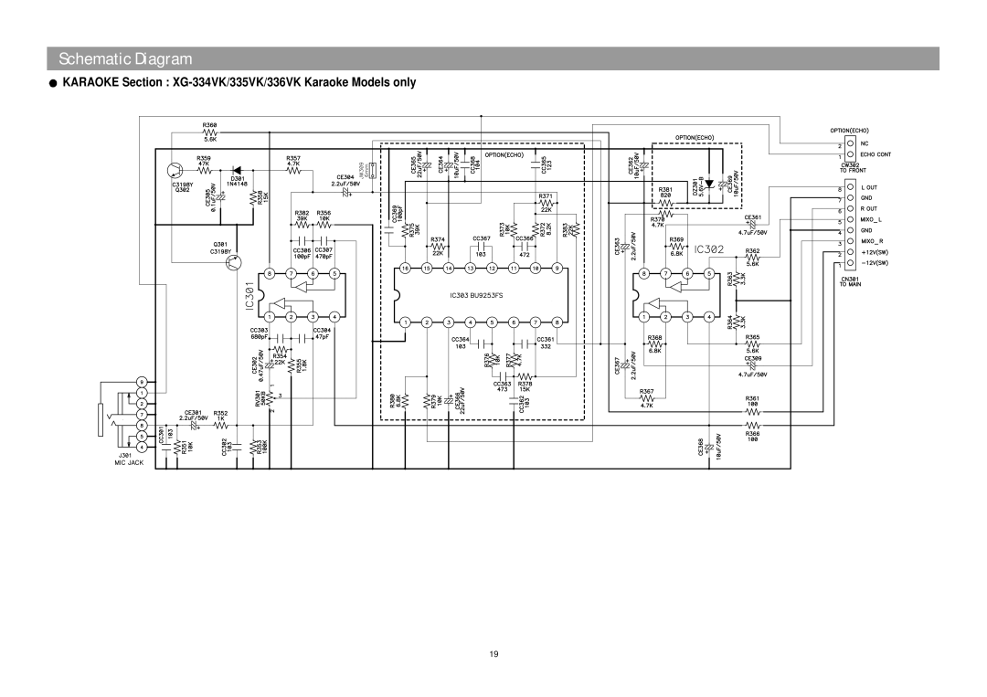 Daewoo XG332V service manual Karaoke Section XG-334VK/335VK/336VK Karaoke Models only 