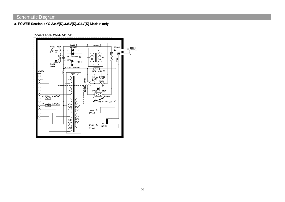 Daewoo XG332V service manual Power Section XG-334VK/335VK/336VK Models only 