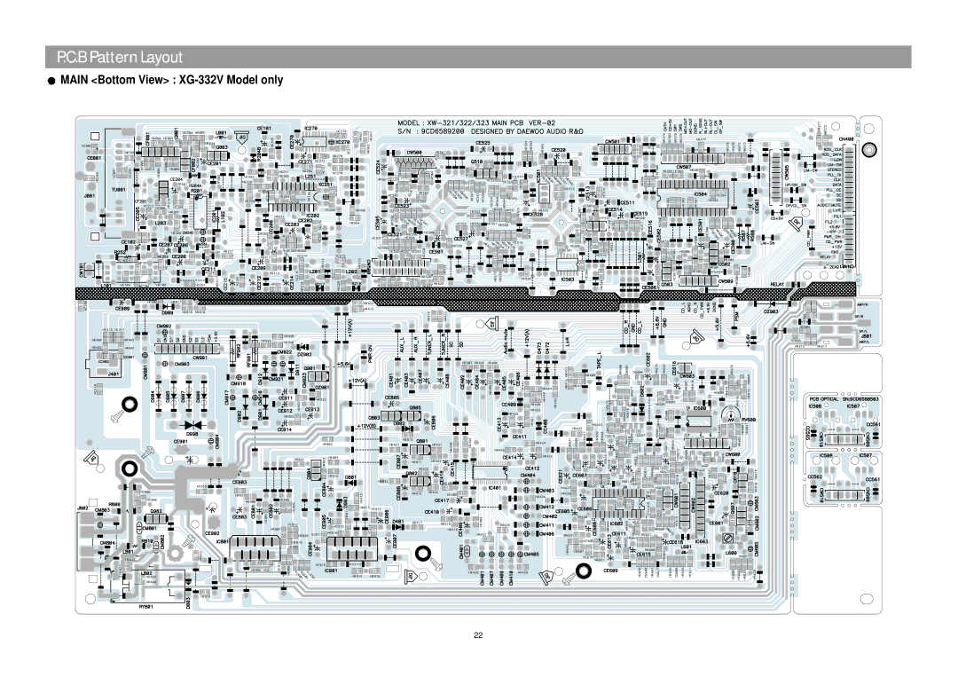 Daewoo XG332V service manual Main Bottom View XG-332V Model only 