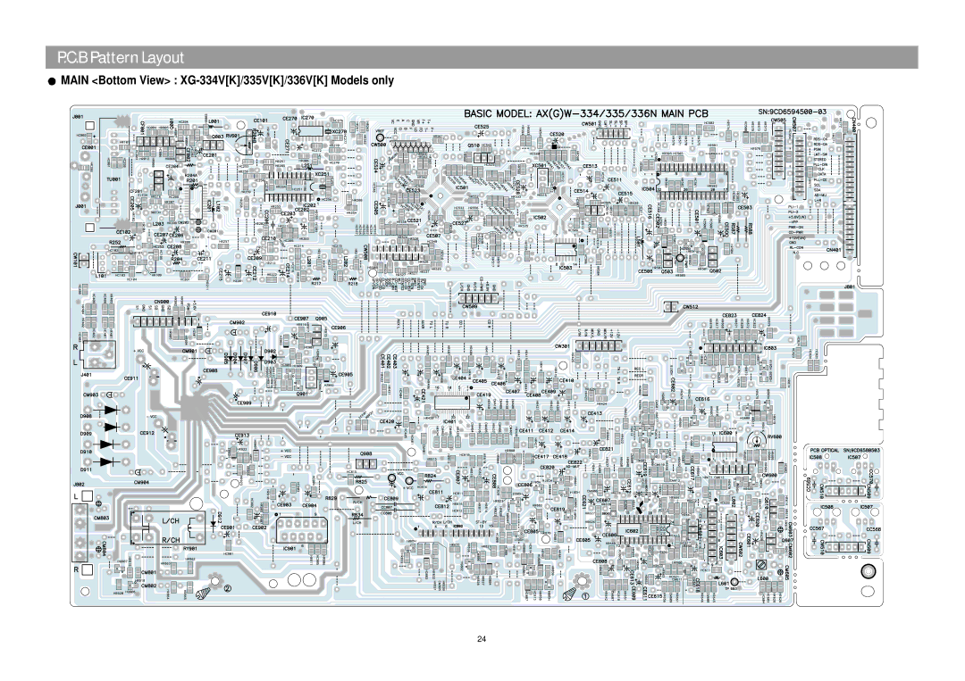 Daewoo XG332V service manual Main Bottom View XG-334VK/335VK/336VK Models only 