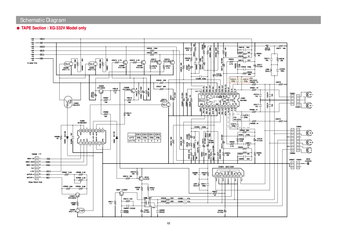 Daewoo XG332V service manual TAPE Section XG-332VModel only, Schematic Diagram 