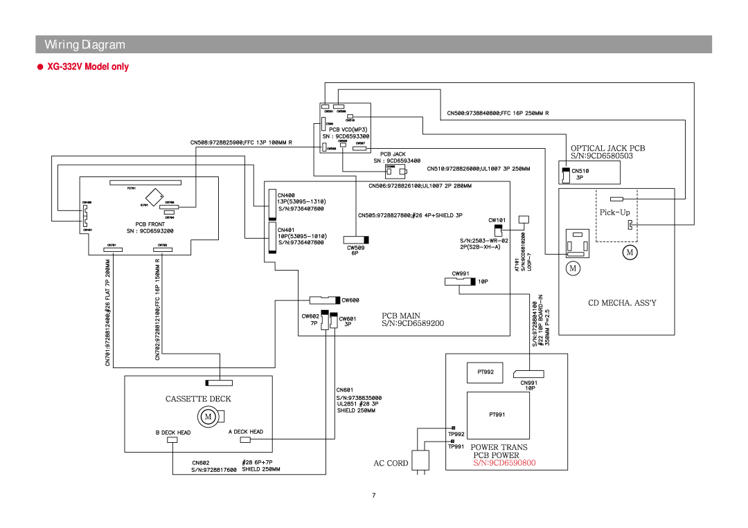 Daewoo XG332V service manual Wiring Diagram, XG-332VModel only 