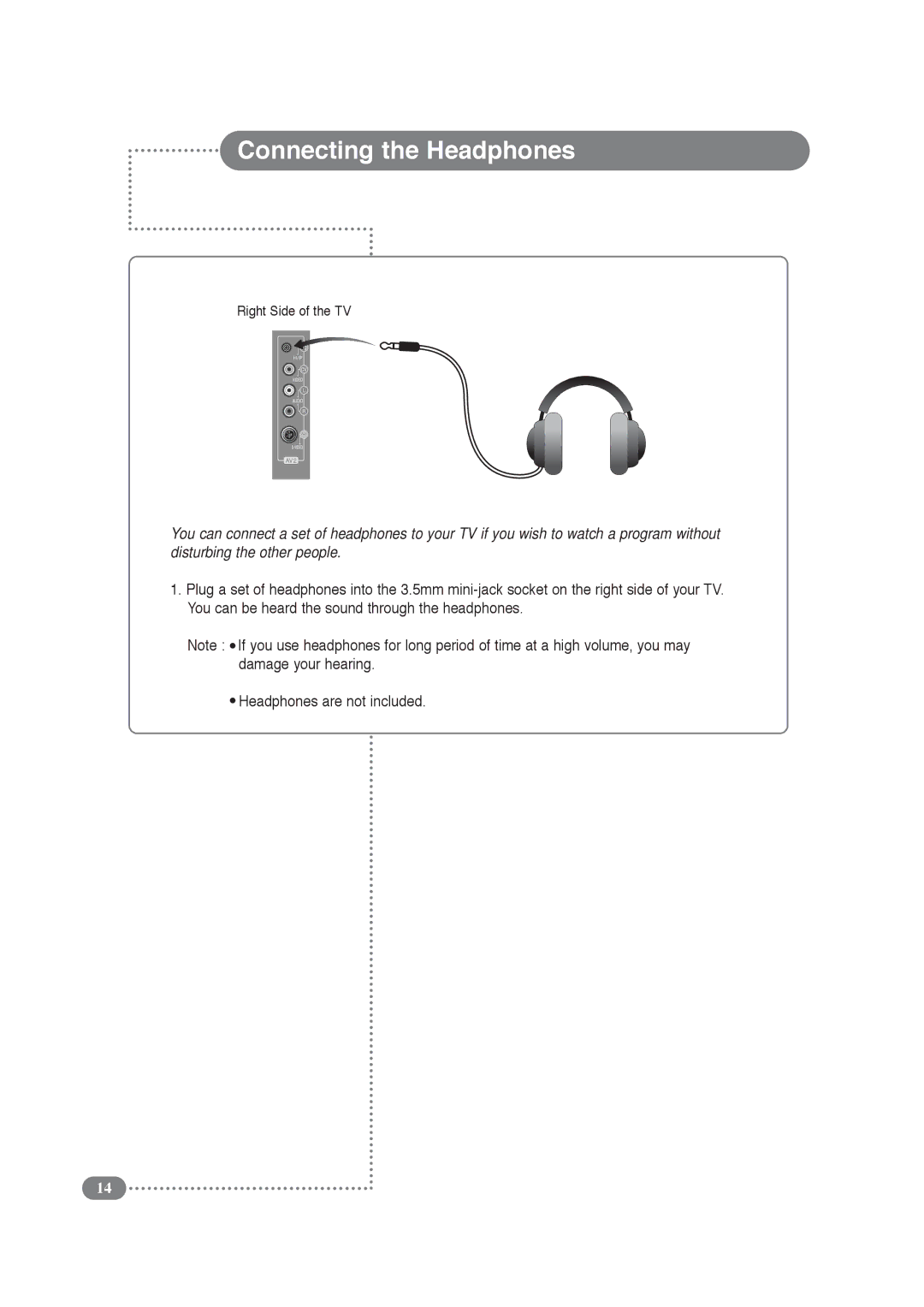 Daitsu LCD 32 manual Connecting the Headphones 