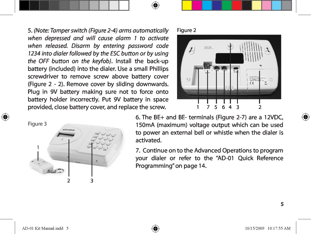 Dakota Alert AD-01 Kit Auto Dialer owner manual screwdriver to remove screw above battery cover 