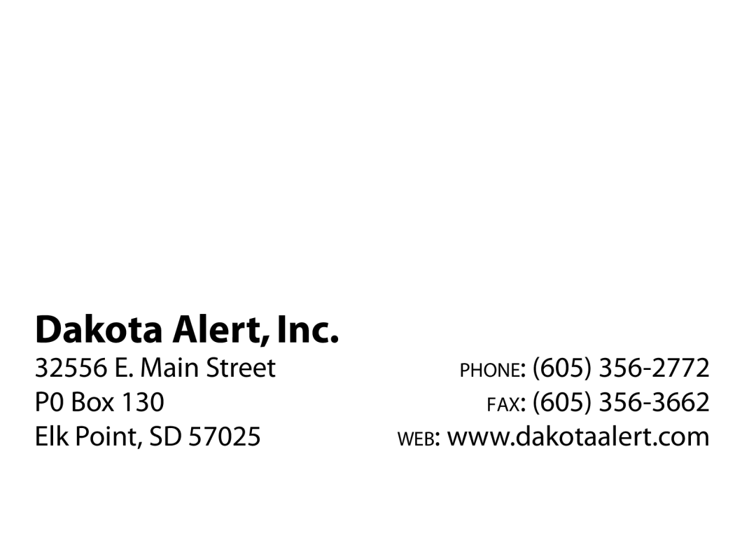 Dakota Alert DCMT-2500 owner manual Dakota Alert, Inc 