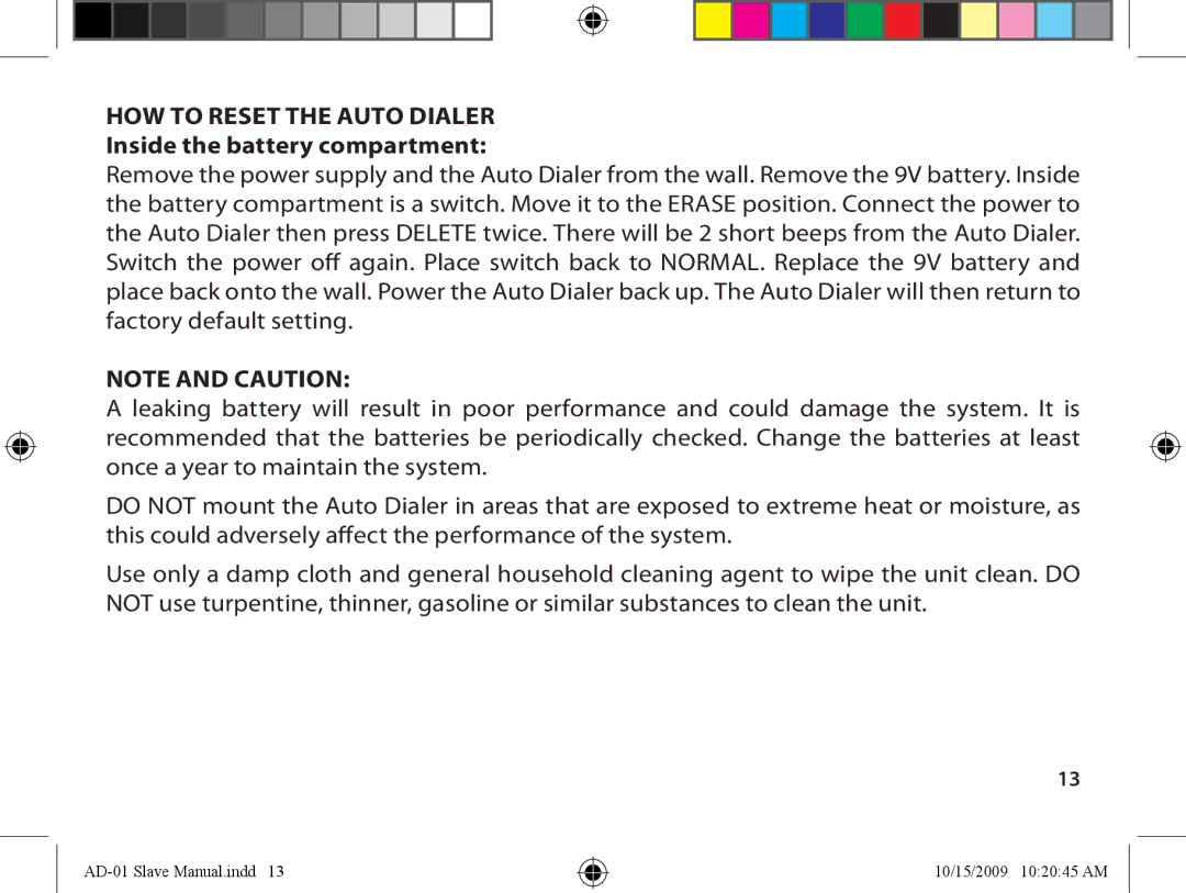 Dakota Alert dakota alert wireless alarms and security equipment, ad-01 slave owner manual 