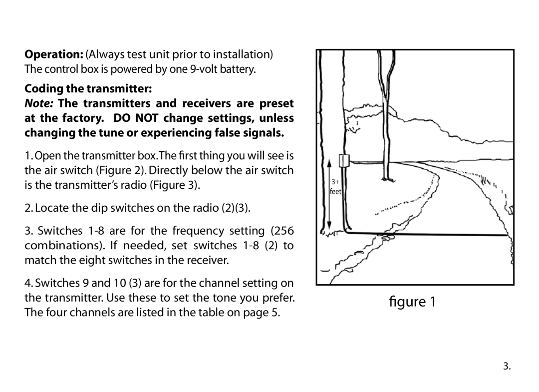 Dakota Alert Dakota Alert,Inc. Wireless Rubber Hose Transmitter, DCHT-2500 owner manual Coding the transmitter 