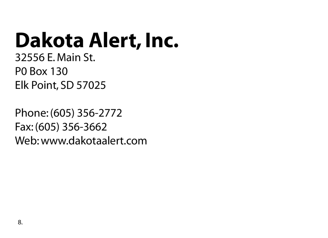 Dakota Alert DCHT-2500, Dakota Alert,Inc. Wireless Rubber Hose Transmitter owner manual Dakota Alert, Inc 