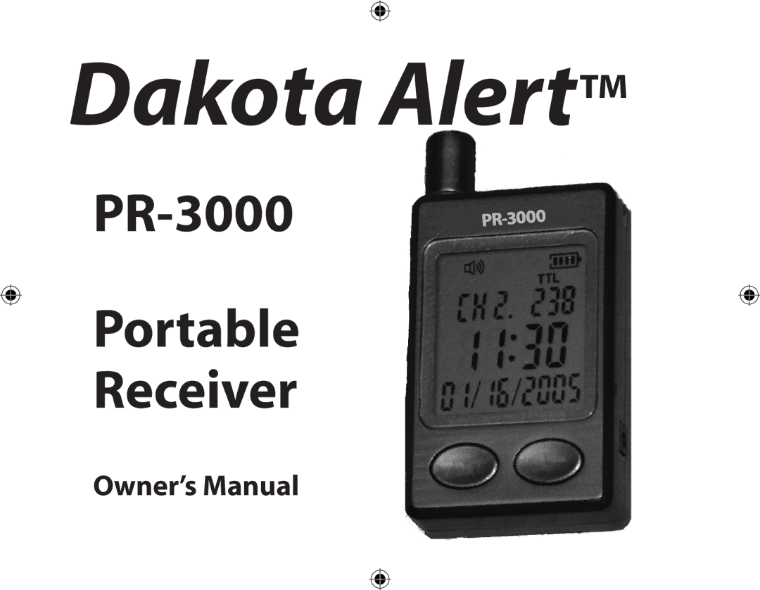 Dakota Alert Portable Receiver, PR-3000 owner manual Dakota Alert 