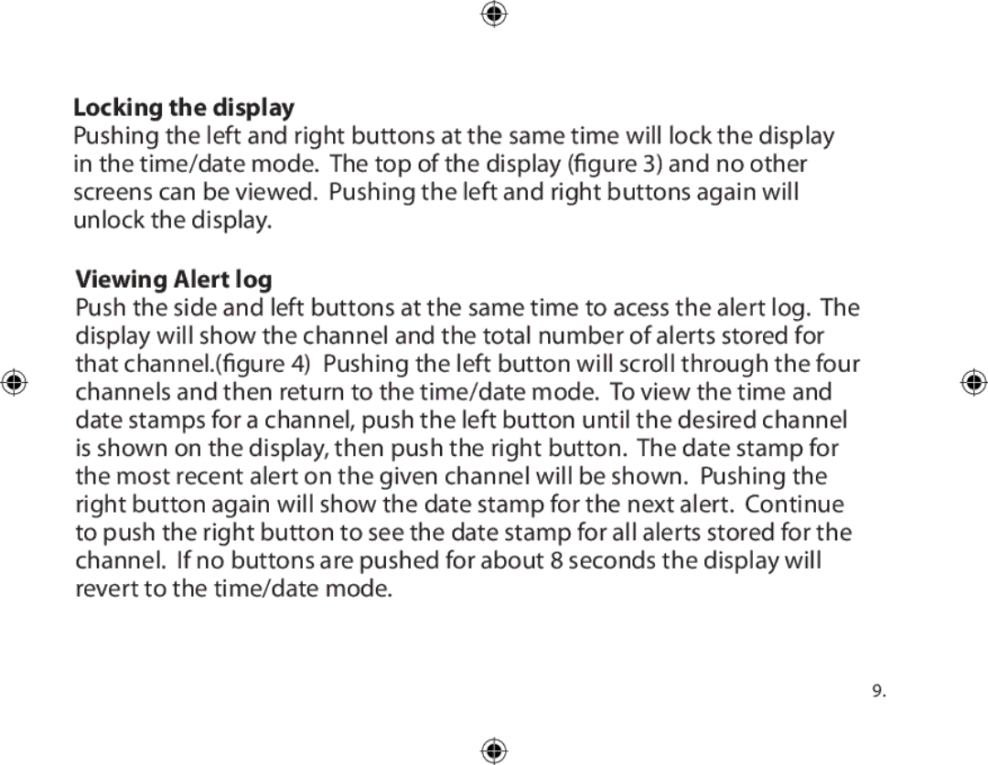 Dakota Alert Portable Receiver, PR-3000 owner manual Locking the display, Viewing Alert log 