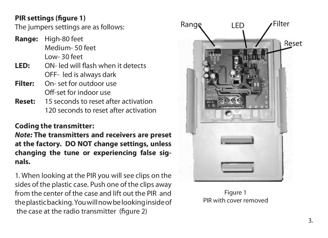 Dakota Alert Wireless Transmitter, WMT-3000 owner manual Led 