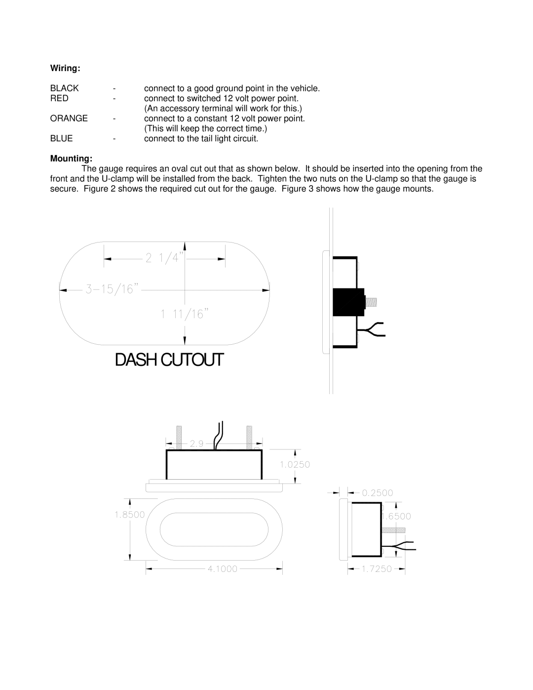 Dakota Digital CLK-1002B manual Wiring, Mounting 