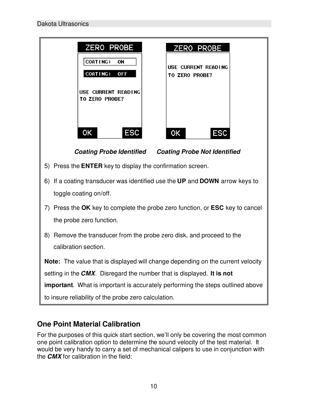 Dakota Digital CMX operation manual One Point Material Calibration 