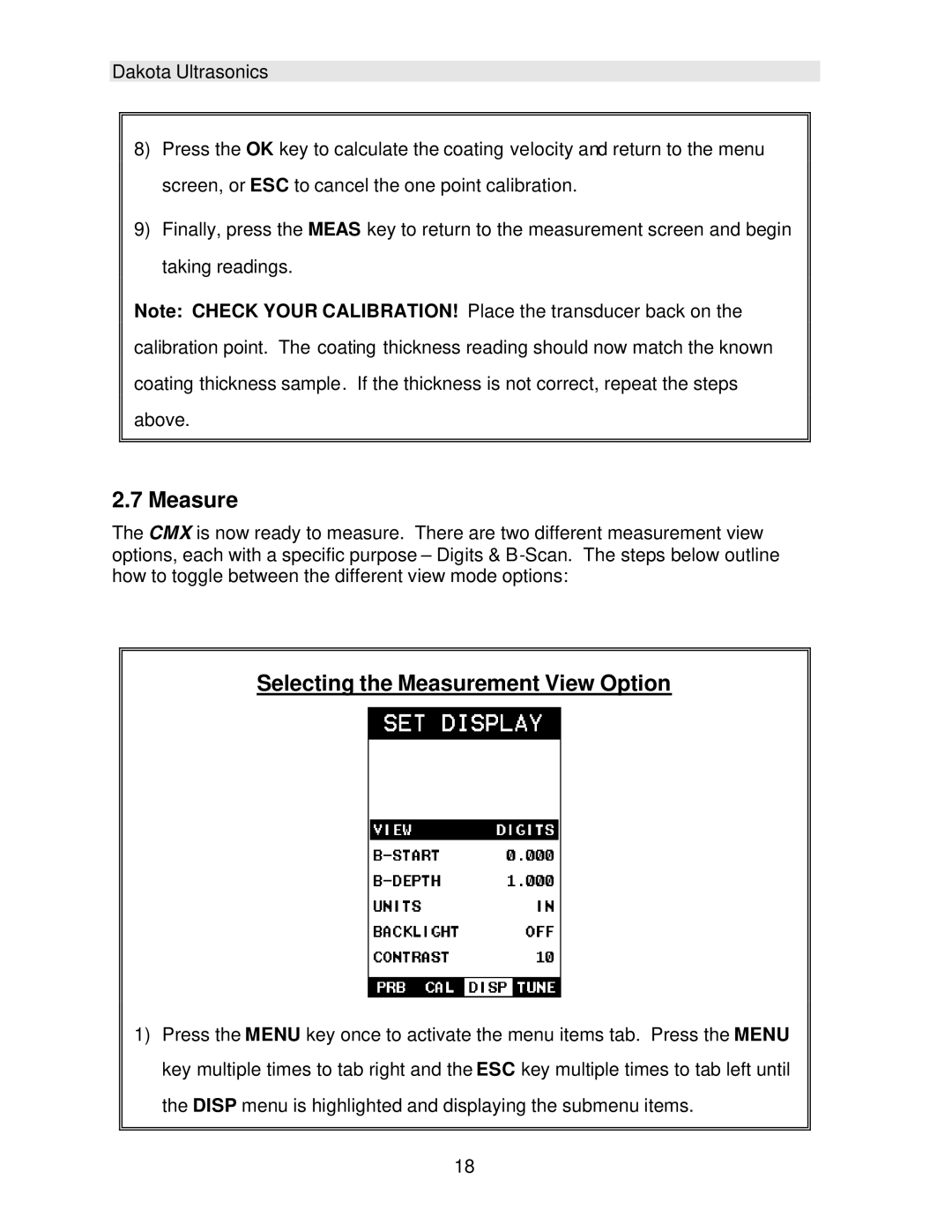 Dakota Digital CMX operation manual Selecting the Measurement View Option 