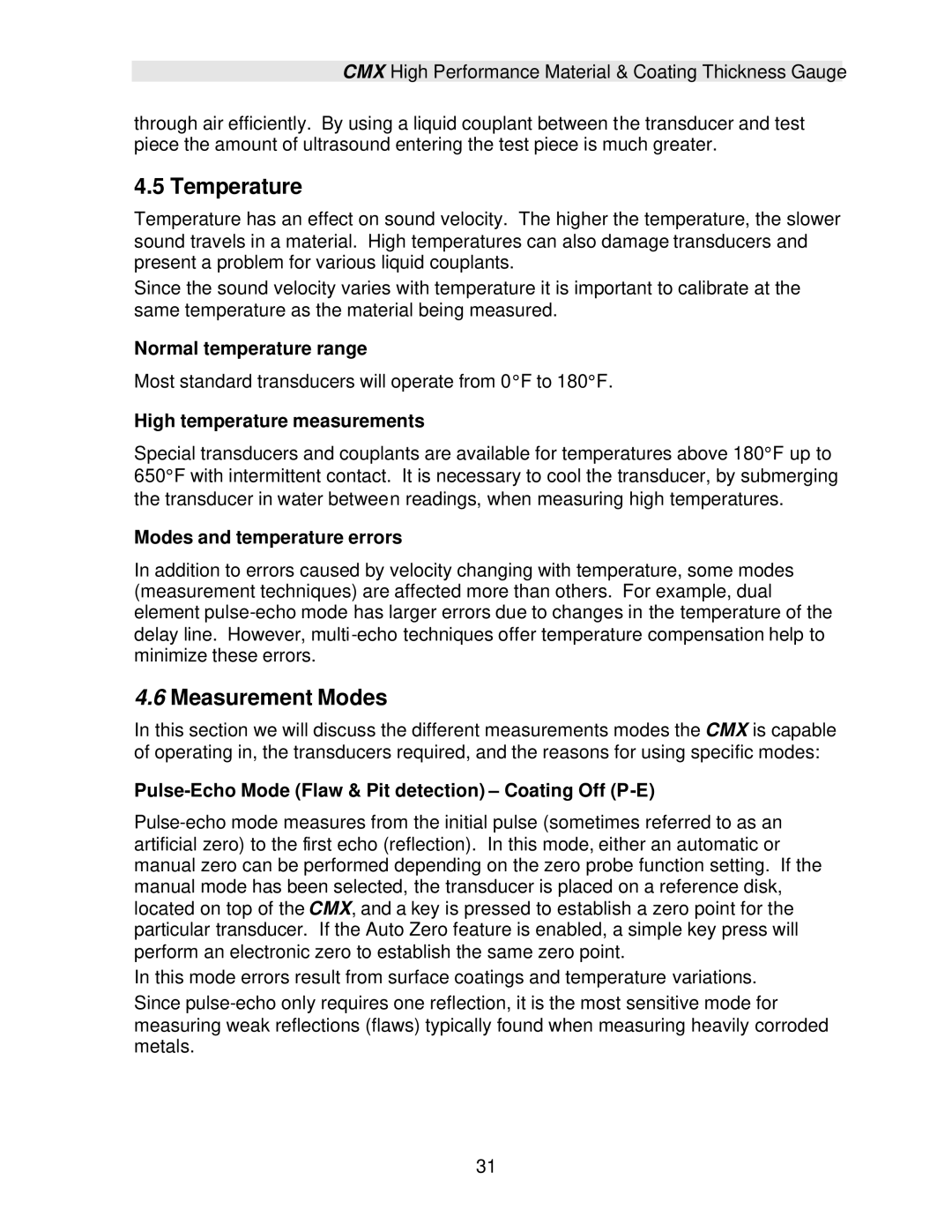 Dakota Digital CMX operation manual Temperature, Measurement Modes 