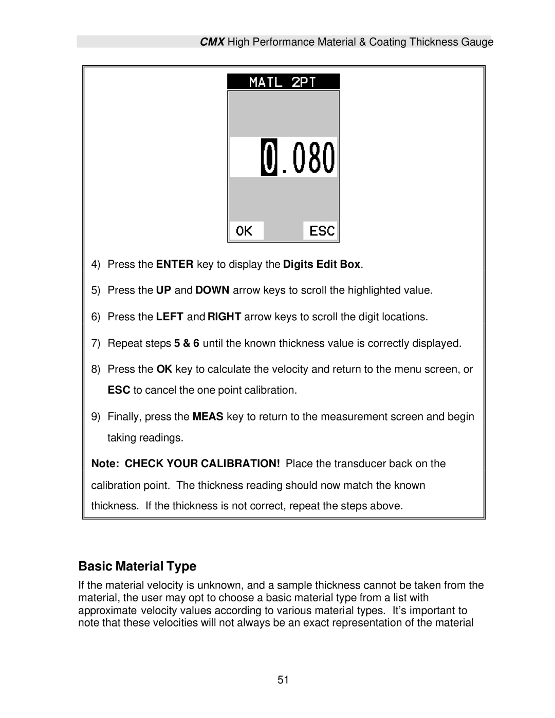 Dakota Digital CMX operation manual Basic Material Type 