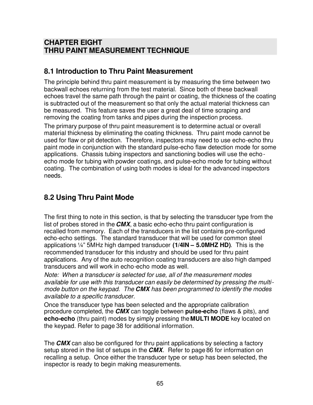 Dakota Digital CMX operation manual Chapter Eight Thru Paint Measurement Technique, Introduction to Thru Paint Measurement 