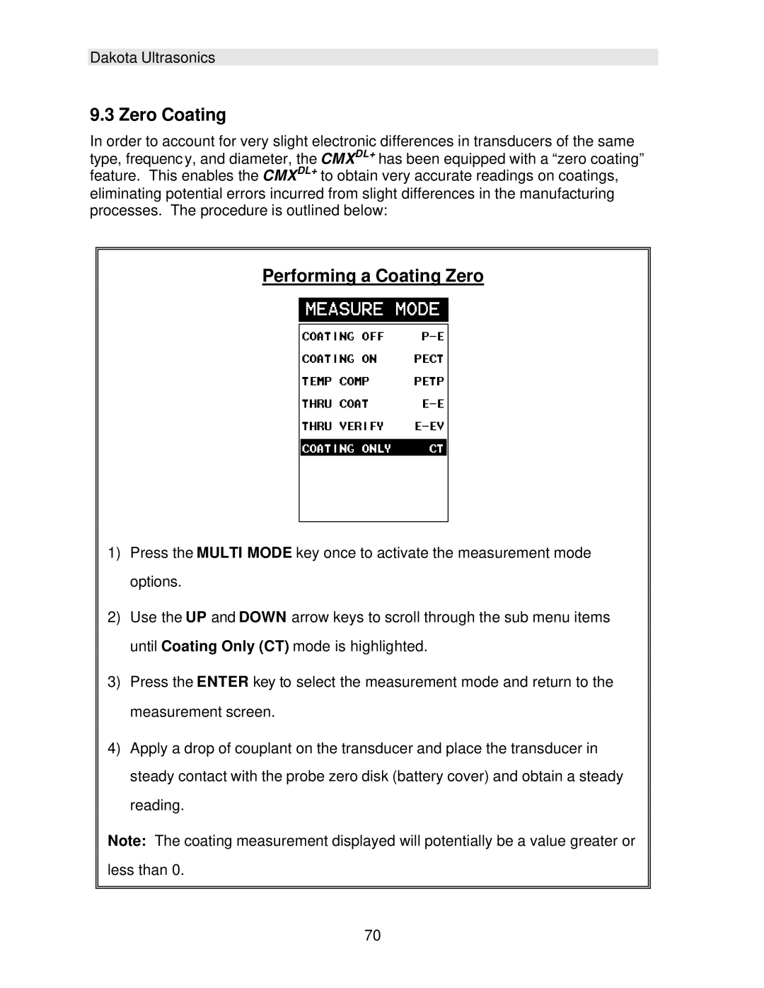 Dakota Digital CMX operation manual Zero Coating 