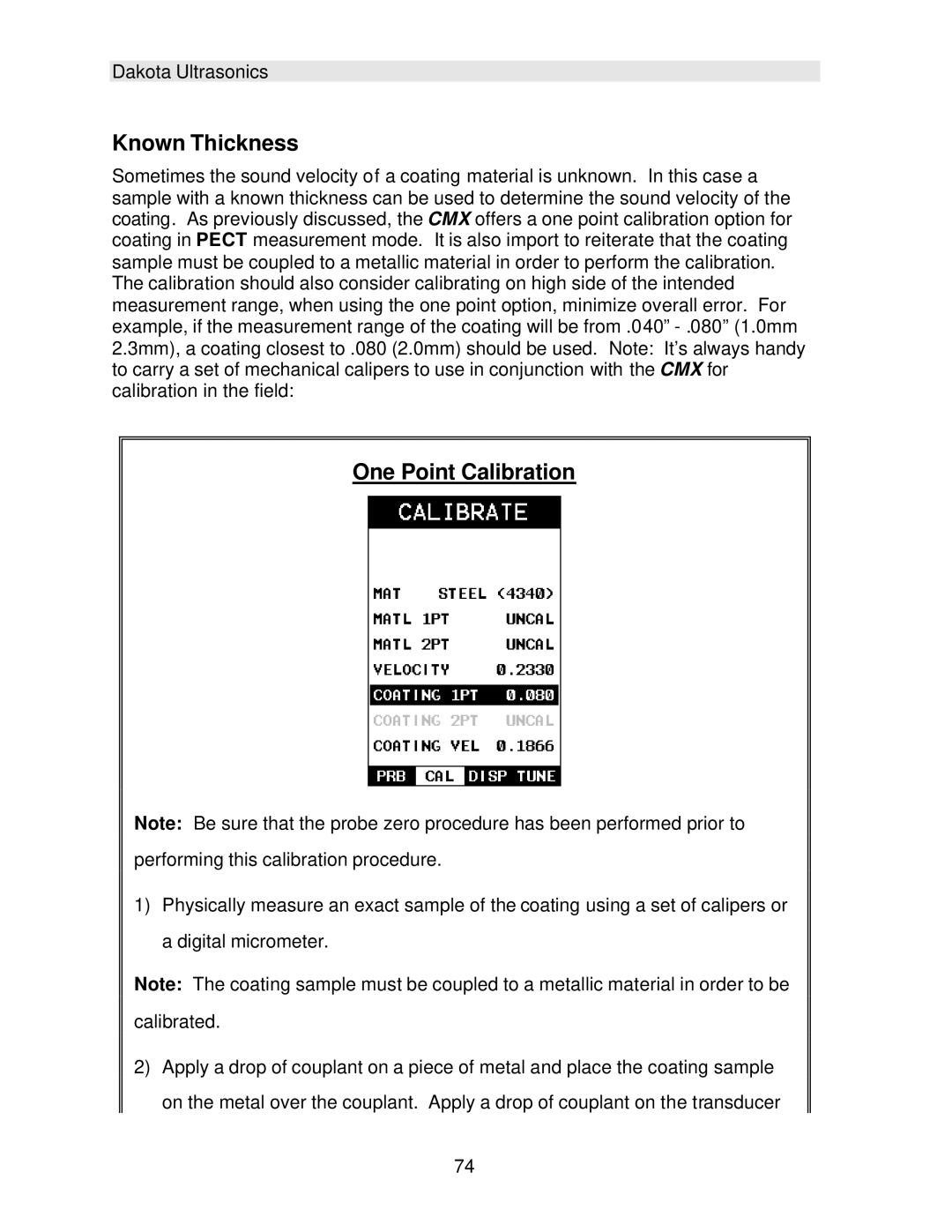 Dakota Digital CMX operation manual Known Thickness 