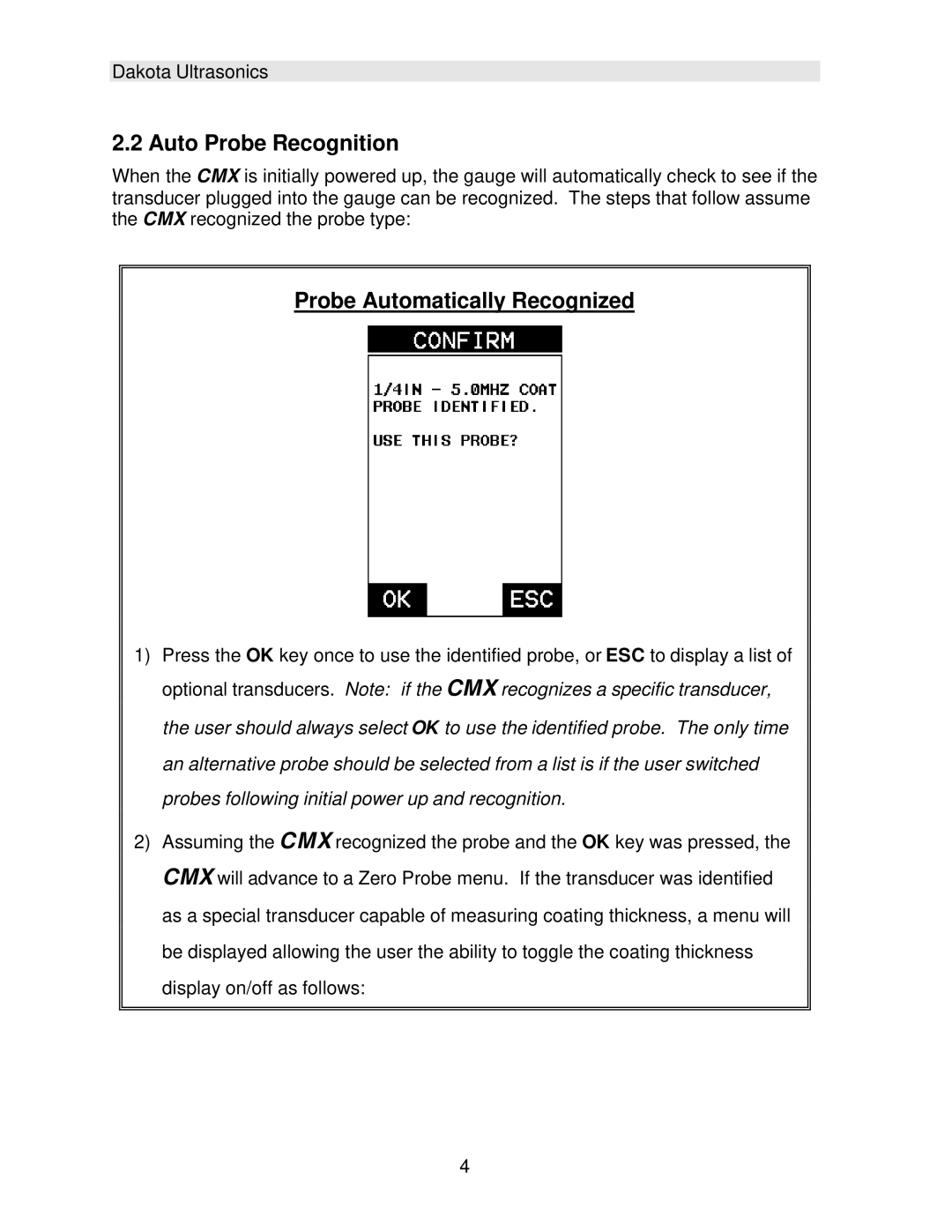 Dakota Digital CMX operation manual Auto Probe Recognition, Probe Automatically Recognized 