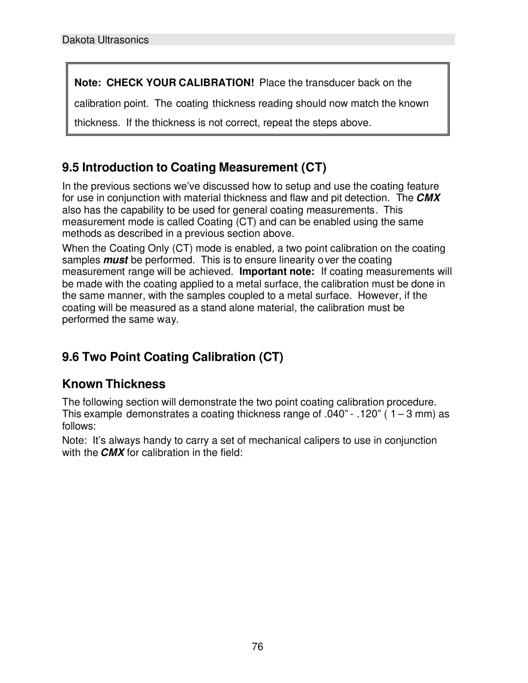 Dakota Digital CMX Introduction to Coating Measurement CT, Two Point Coating Calibration CT Known Thickness 