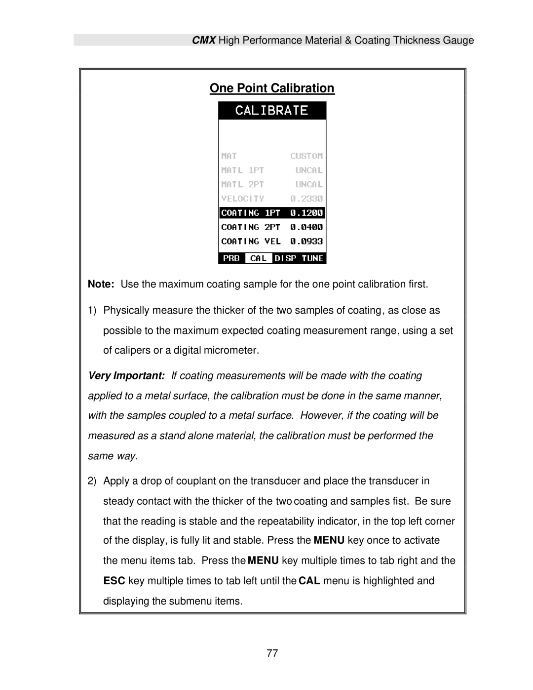 Dakota Digital CMX operation manual One Point Calibration 