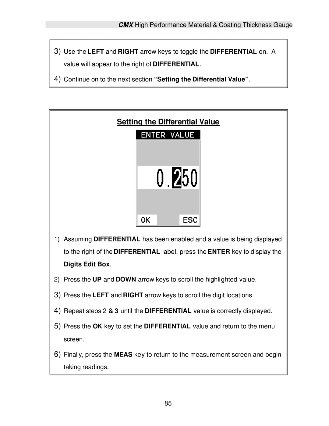 Dakota Digital CMX operation manual Setting the Differential Value 