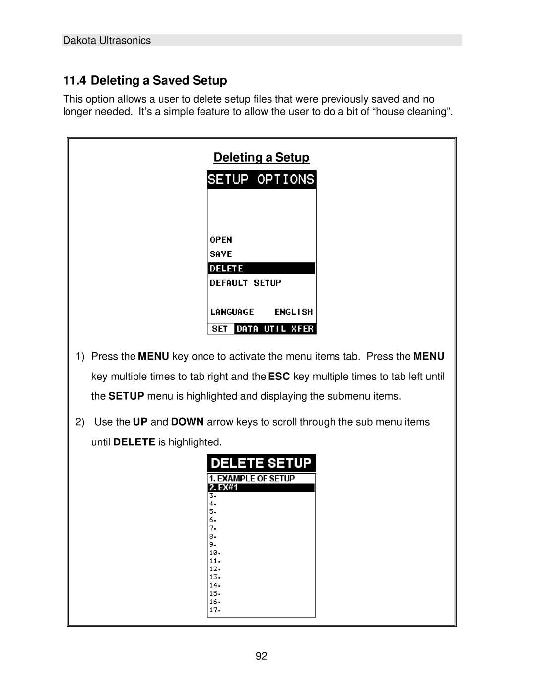 Dakota Digital CMX operation manual Deleting a Saved Setup, Deleting a Setup 