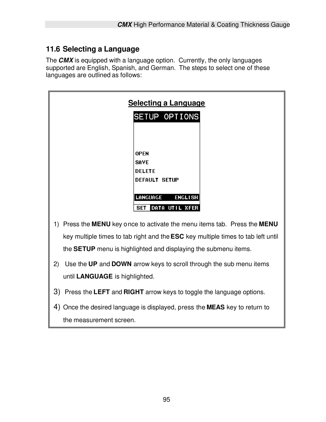 Dakota Digital CMX operation manual Selecting a Language 