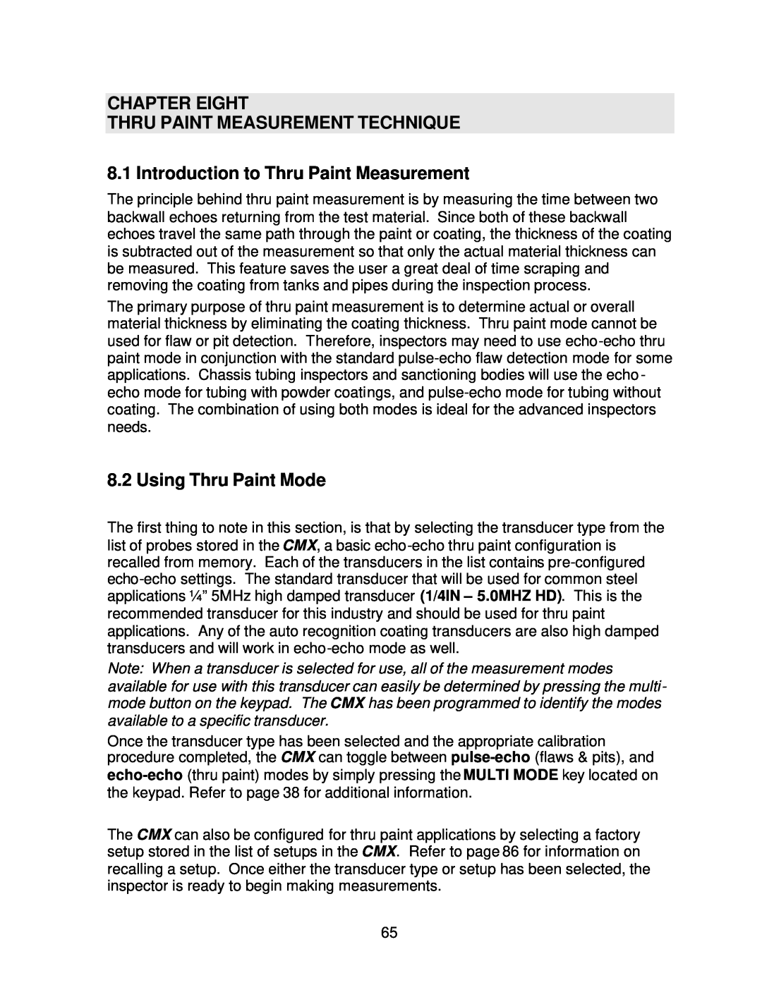 Dakota Digital CMX operation manual Chapter Eight Thru Paint Measurement Technique, Introduction to Thru Paint Measurement 