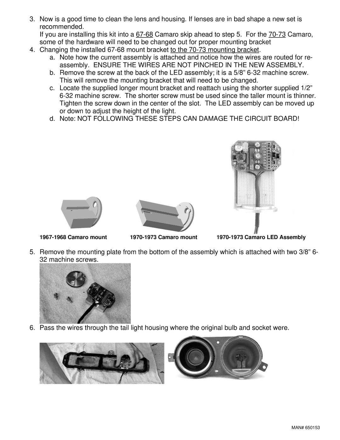 Dakota Digital LAT-NR100 installation instructions Camaro mount Camaro LED Assembly 