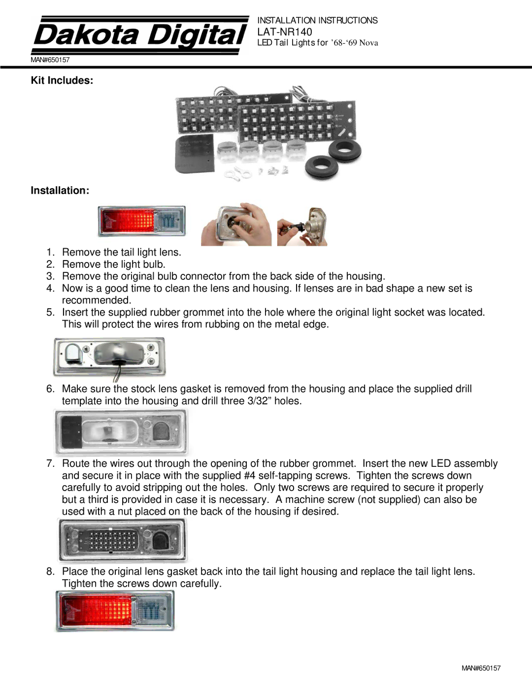 Dakota Digital LAT-NR140 installation instructions Kit Includes Installation 