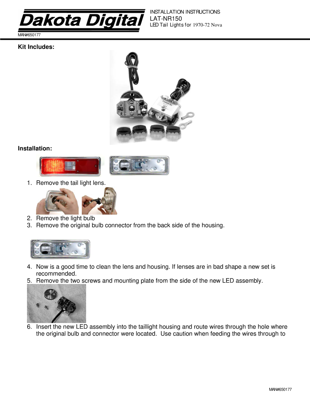 Dakota Digital LAT-NR150 installation instructions Kit Includes Installation 