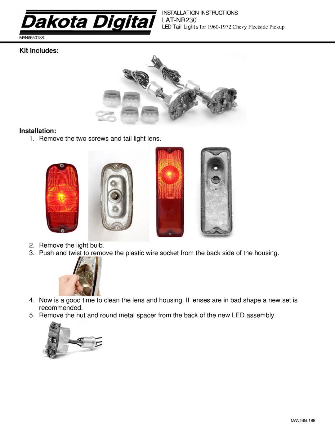 Dakota Digital LAT-NR230 installation instructions Kit Includes Installation 