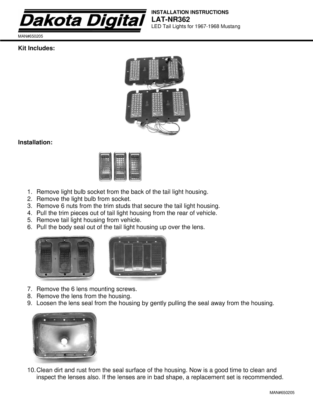 Dakota Digital LAT-NR362 installation instructions Kit Includes Installation 