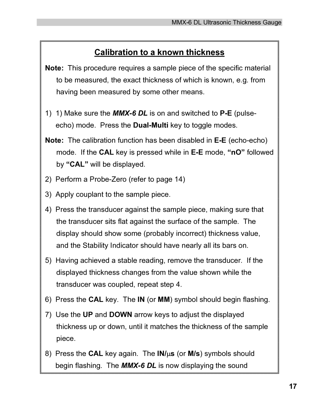 Dakota Digital MMX-6 operation manual Calibration to a known thickness 