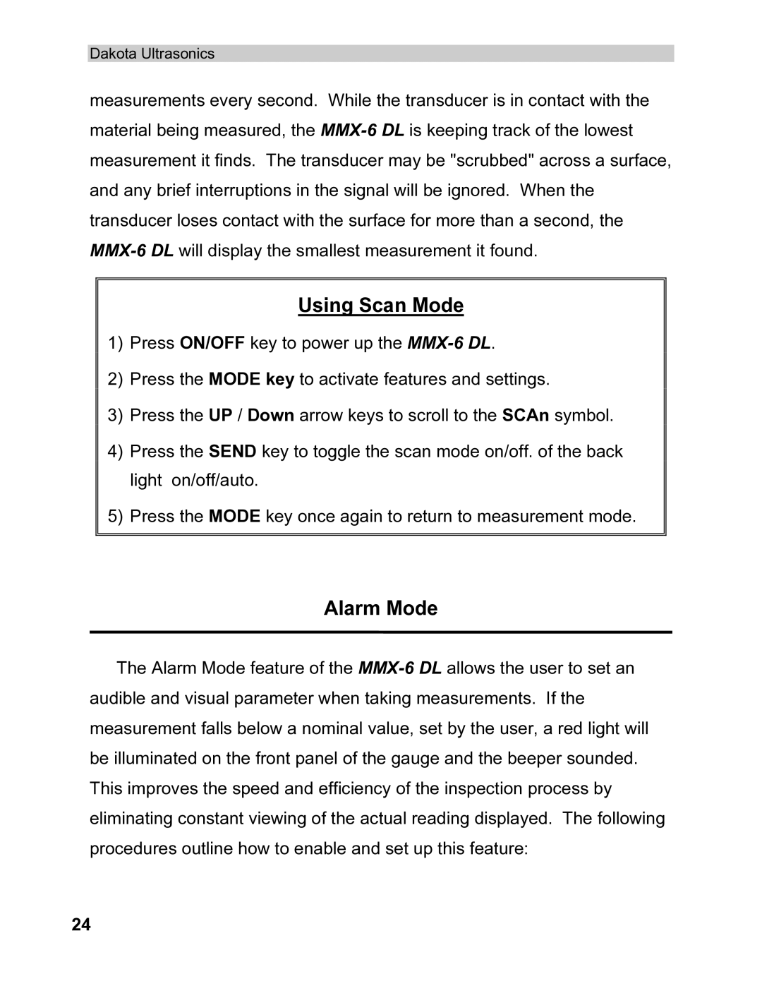 Dakota Digital MMX-6 operation manual Using Scan Mode, Alarm Mode 