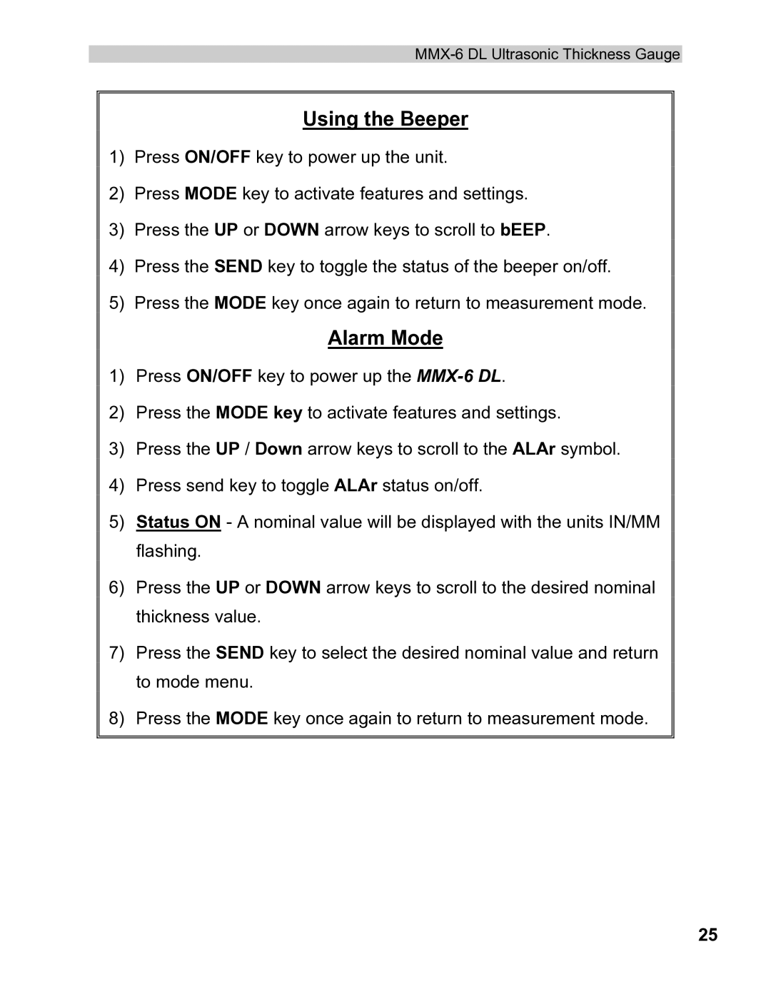 Dakota Digital MMX-6 operation manual Using the Beeper 