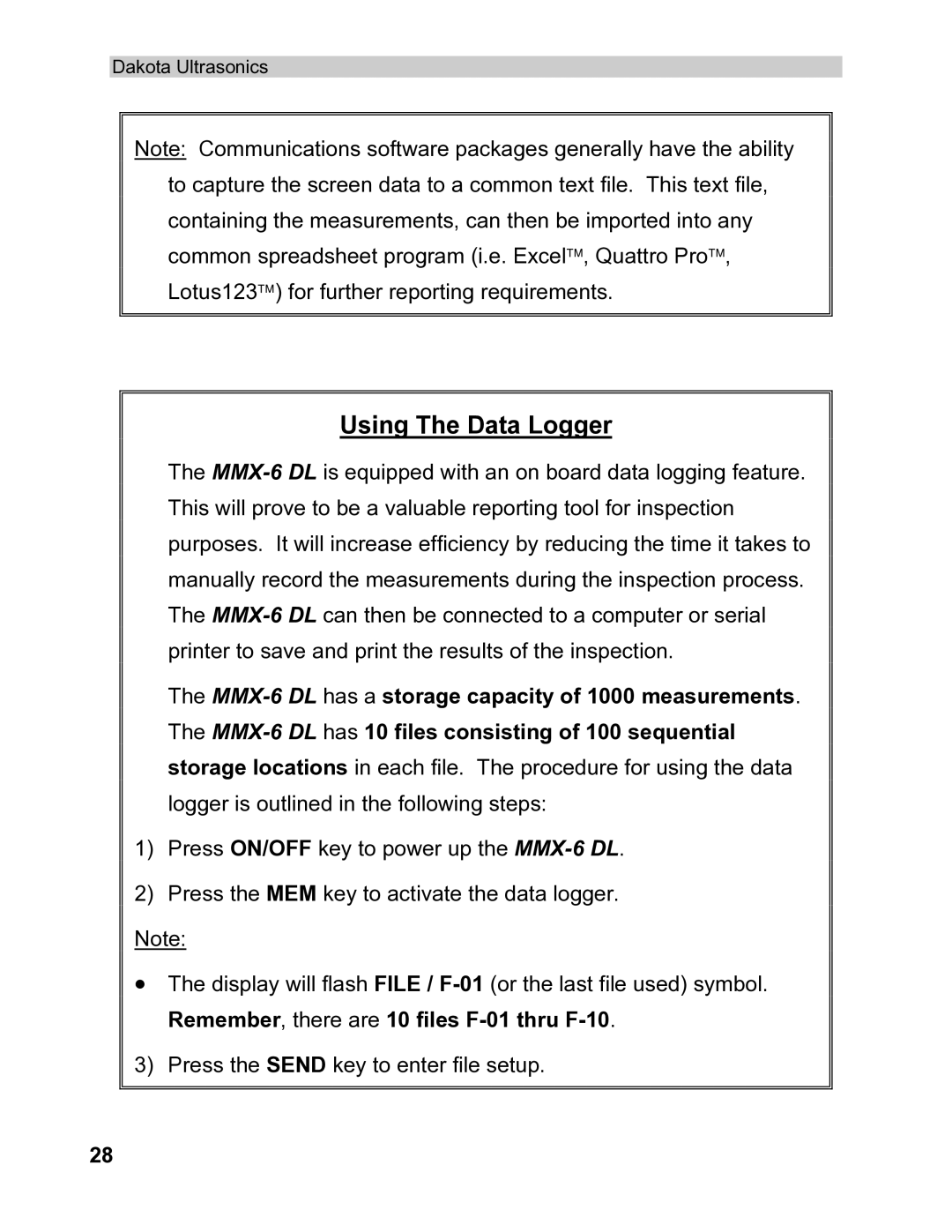 Dakota Digital MMX-6 operation manual Using The Data Logger 