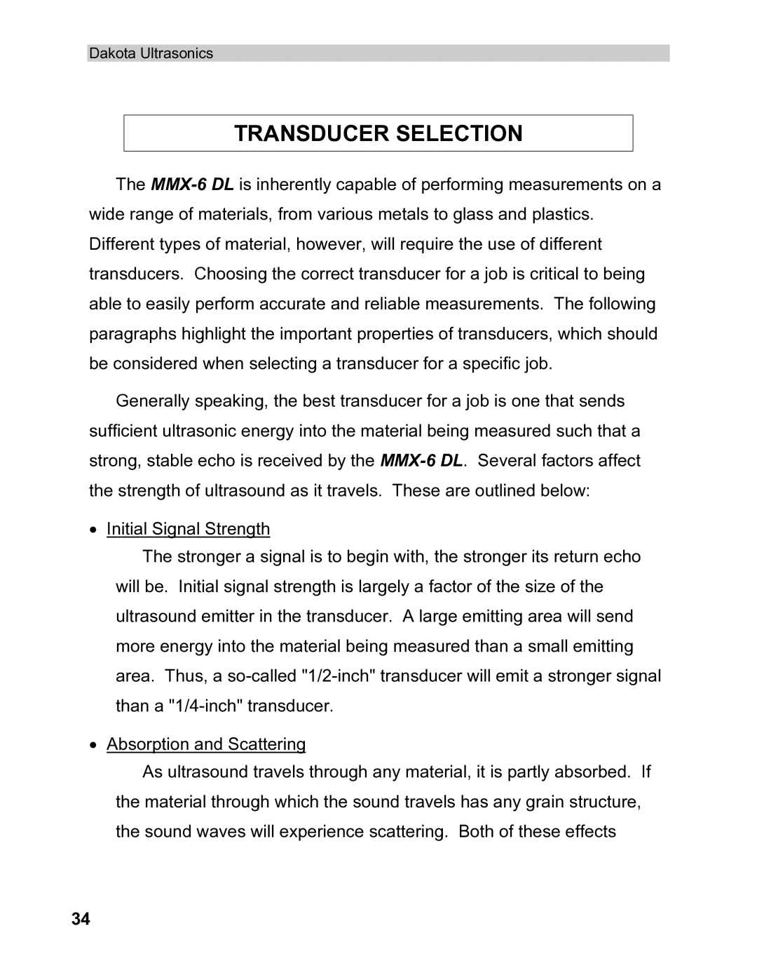 Dakota Digital MMX-6 operation manual Transducer Selection 