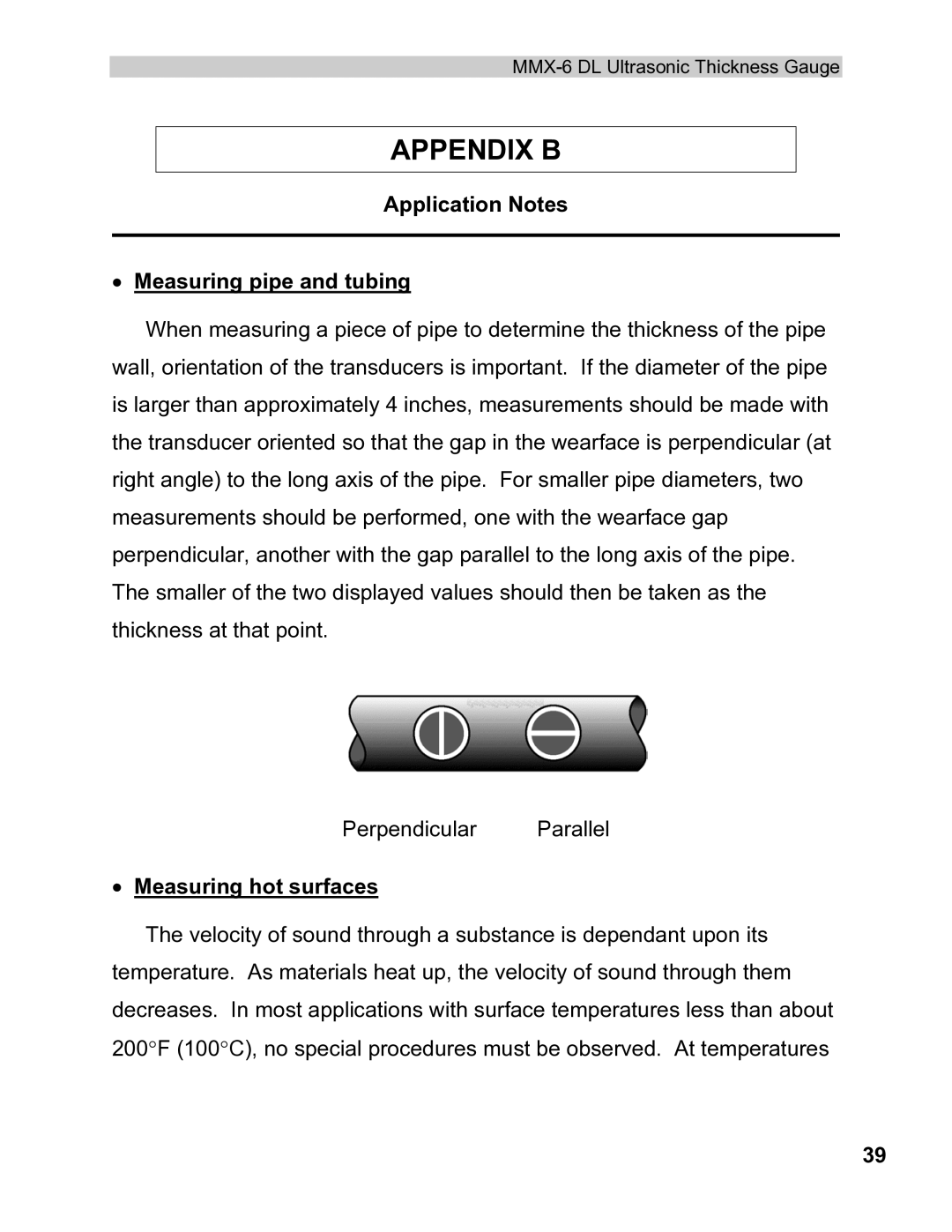 Dakota Digital MMX-6 operation manual Appendix B, Application Notes Measuring pipe and tubing, Measuring hot surfaces 