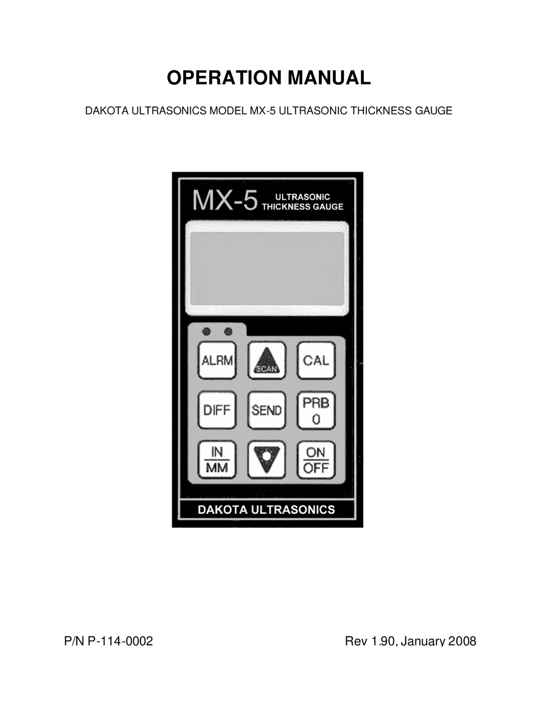 Dakota Digital MX-5 operation manual P-114-0002 