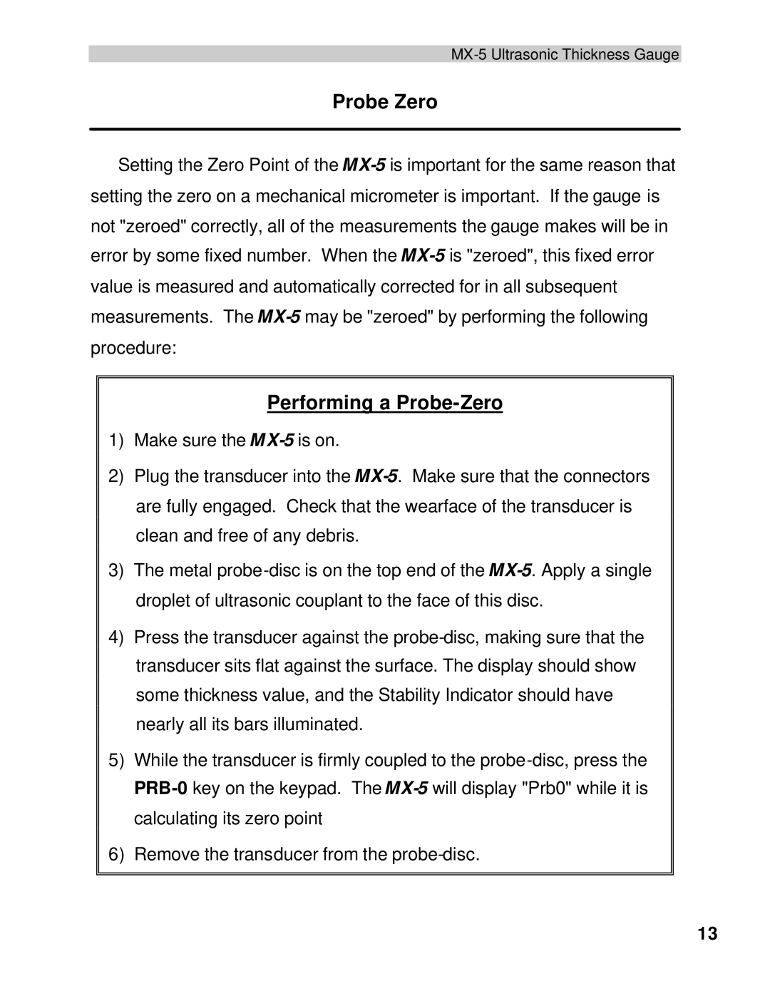 Dakota Digital MX-5 operation manual Probe Zero, Performing a Probe-Zero 