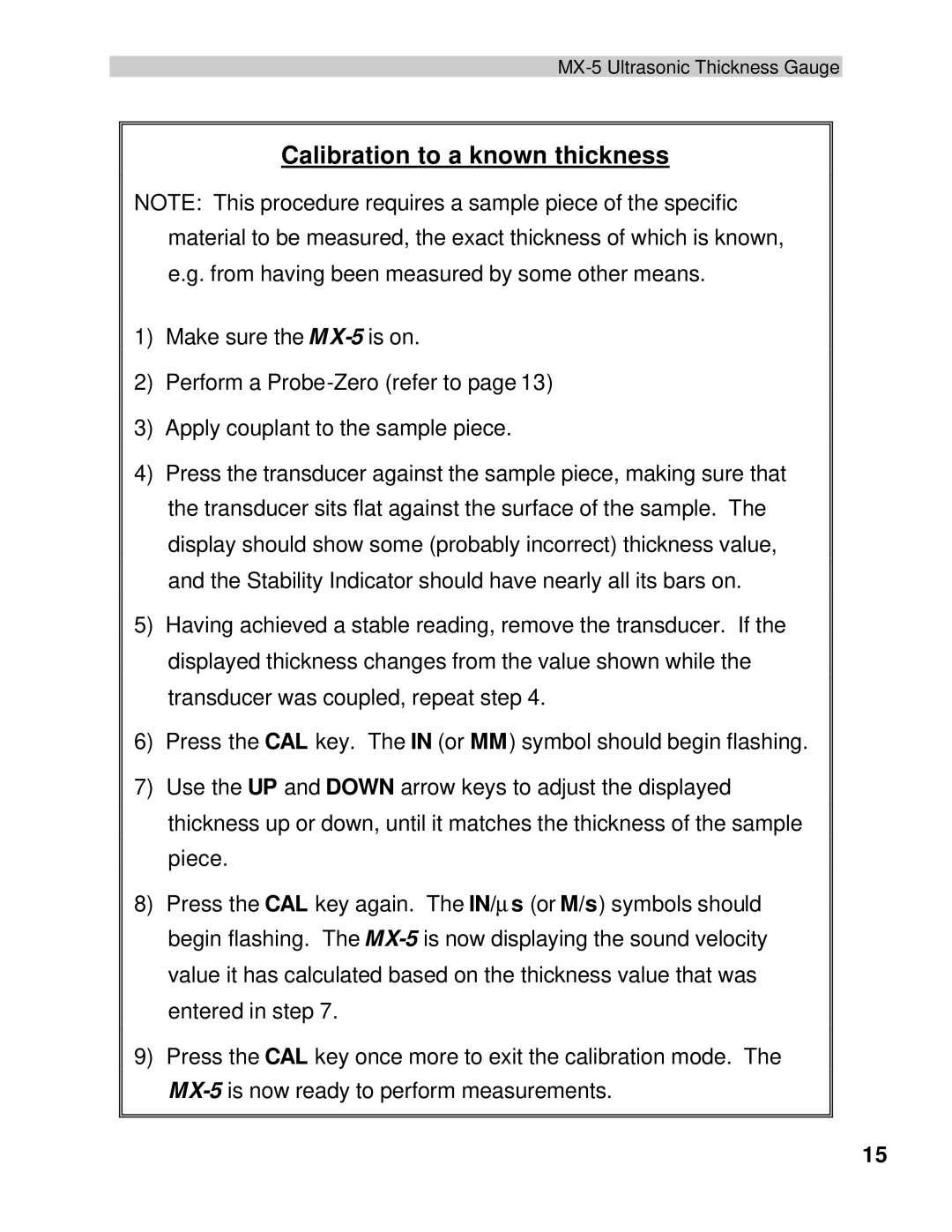 Dakota Digital MX-5 operation manual Calibration to a known thickness 