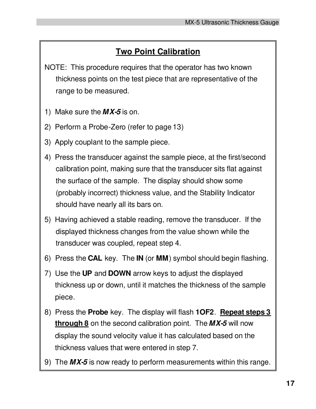 Dakota Digital MX-5 operation manual Two Point Calibration 