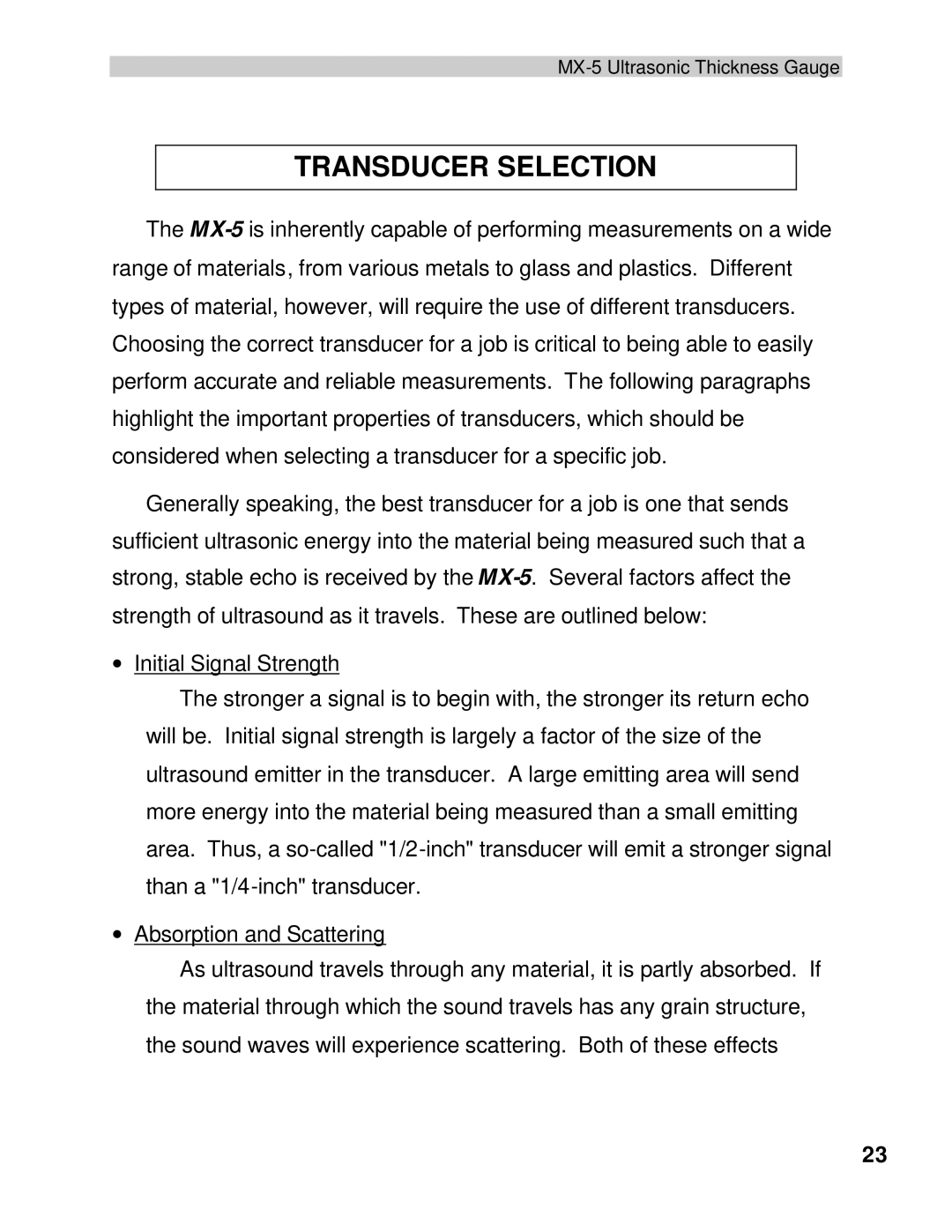 Dakota Digital MX-5 operation manual Transducer Selection 