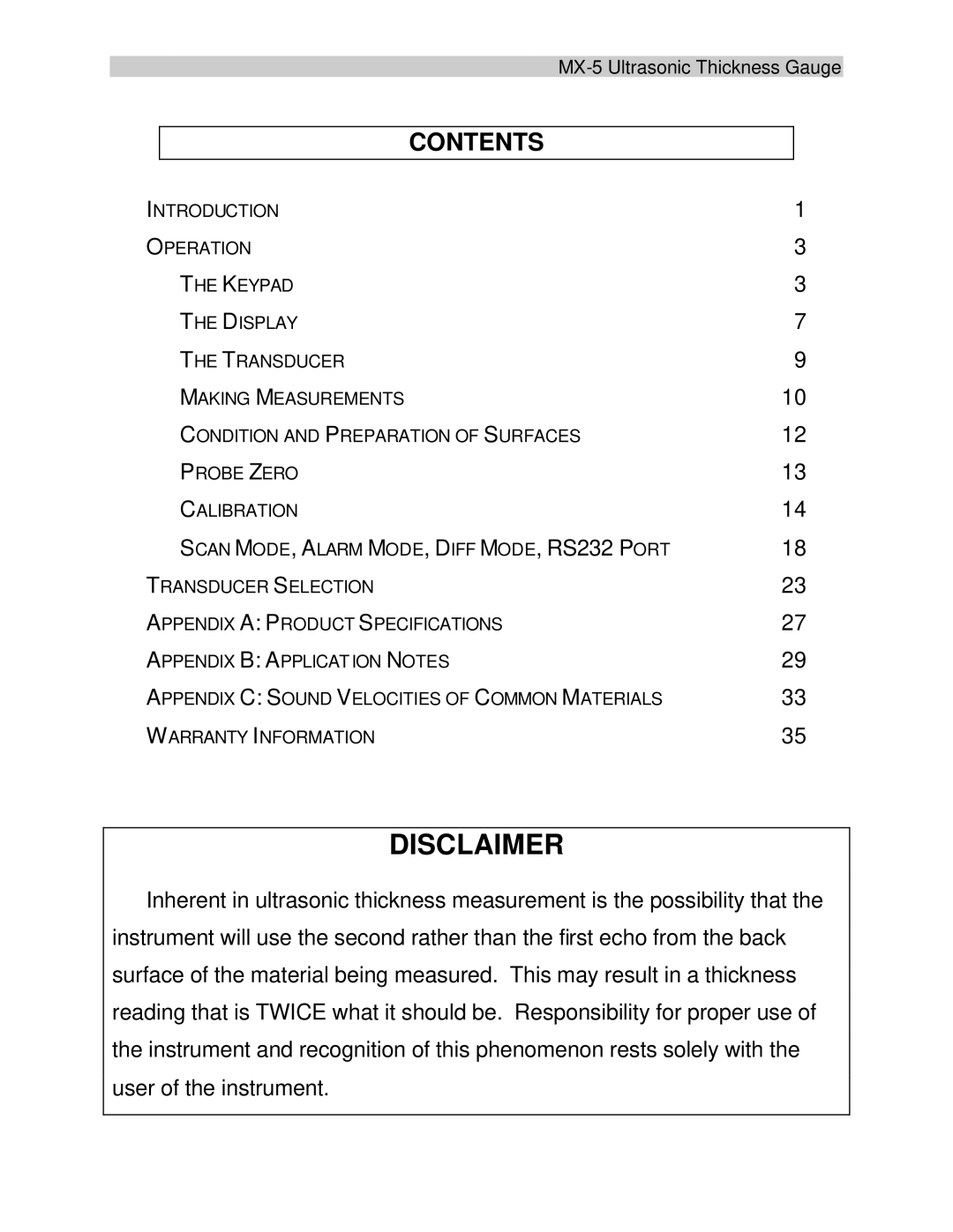 Dakota Digital MX-5 operation manual Disclaimer, Contents 