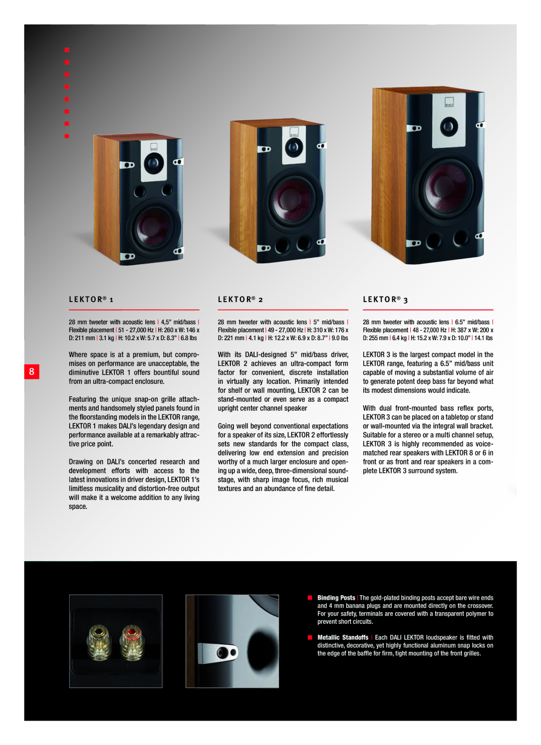 DALI Loudspeakers Lektor manual Mm tweeter with acoustic lens 5 mid/bass 